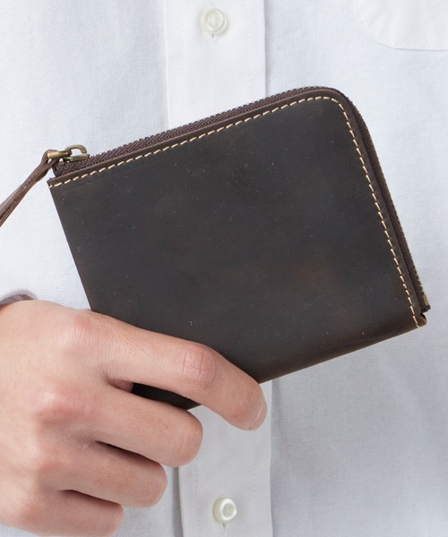 ROOPTOKYO(ループトウキョウ)の「OKUOKU 0909/オクオク 本革ヴィンテージライク 牛革クレイジーホースレザー コンパクト 2つ折り ラウンドジップウォレット 2026年春夏(財布・メンズ・イエロー/グリーン/レッド系その他/ダークブラウン/ブラック/ブルー/ライトブラウン・FREE)」の3枚目の写真