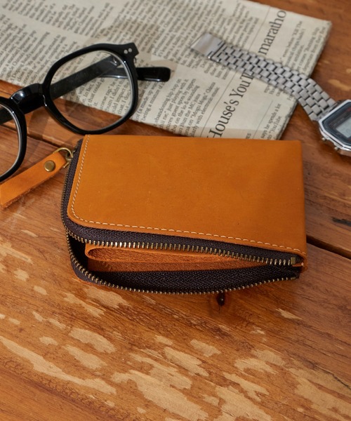 ROOPTOKYO(ループトウキョウ)の「OKUOKU 0909/オクオク 本革ヴィンテージライク 牛革クレイジーホースレザー コンパクト 2つ折り ラウンドジップウォレット 2026年春夏(財布・メンズ・イエロー/グリーン/レッド系その他/ダークブラウン/ブラック/ブルー/ライトブラウン・FREE)」の1枚目の写真