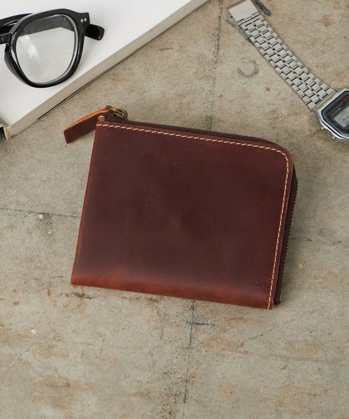 ROOPTOKYO(ループトウキョウ)の「OKUOKU 0909/オクオク 本革ヴィンテージライク 牛革クレイジーホースレザー コンパクト 2つ折り ラウンドジップウォレット 2026年春夏(財布・メンズ・イエロー/グリーン/レッド系その他/ダークブラウン/ブラック/ブルー/ライトブラウン・FREE)」の4枚目の写真