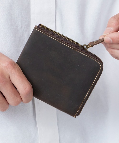 ROOPTOKYO(ループトウキョウ)の「OKUOKU 0909/オクオク 本革ヴィンテージライク 牛革クレイジーホースレザー コンパクト 2つ折り ラウンドジップウォレット 2026年春夏(財布・メンズ・イエロー/グリーン/レッド系その他/ダークブラウン/ブラック/ブルー/ライトブラウン・FREE)」の13枚目の写真