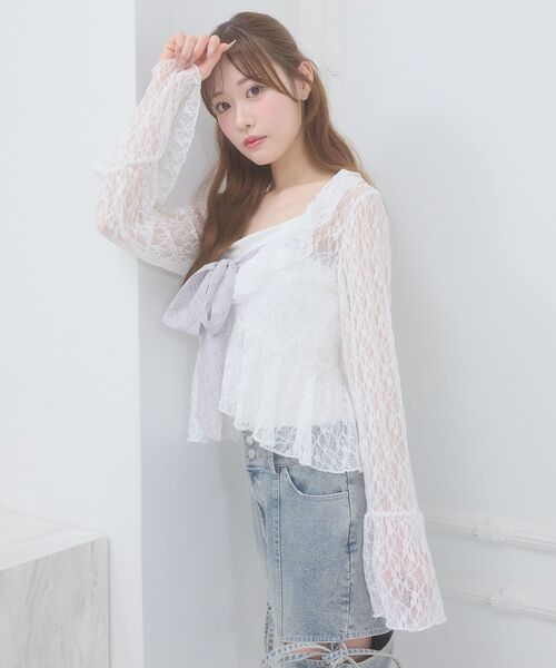 MAJESTIC LEGON（マジェスティックレゴン）の「ビッグリボンカップ付きキャミ（キャミソール・レディース・ブラック/アイボリー/ピンク/ホワイト系その他3・MEDIUM）」の5枚目の写真