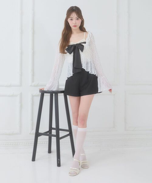 MAJESTIC LEGON（マジェスティックレゴン）の「ビッグリボンカップ付きキャミ（キャミソール・レディース・ブラック/アイボリー/ピンク/ホワイト系その他3・MEDIUM）」の8枚目の写真