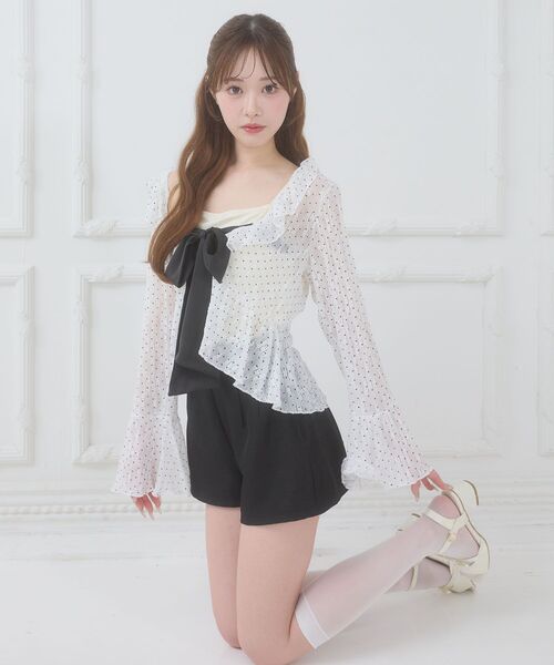 MAJESTIC LEGON（マジェスティックレゴン）の「ビッグリボンカップ付きキャミ（キャミソール・レディース・ブラック/アイボリー/ピンク/ホワイト系その他3・MEDIUM）」の12枚目の写真