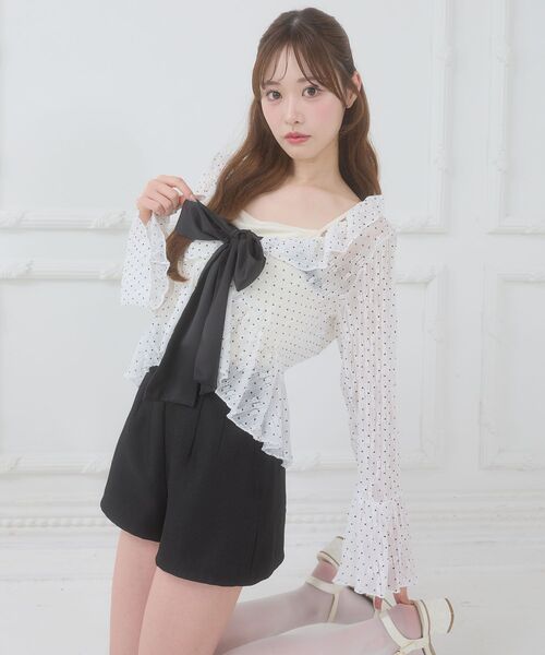 MAJESTIC LEGON（マジェスティックレゴン）の「ビッグリボンカップ付きキャミ（キャミソール・レディース・ブラック/アイボリー/ピンク/ホワイト系その他3・MEDIUM）」の13枚目の写真