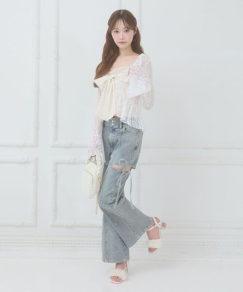 MAJESTIC LEGON（マジェスティックレゴン）の「ビッグリボンカップ付きキャミ（キャミソール・レディース・ブラック/アイボリー/ピンク/ホワイト系その他3・MEDIUM）」の14枚目の写真