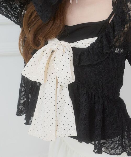 MAJESTIC LEGON（マジェスティックレゴン）の「ビッグリボンカップ付きキャミ（キャミソール・レディース・ブラック/アイボリー/ピンク/ホワイト系その他3・MEDIUM）」の21枚目の写真