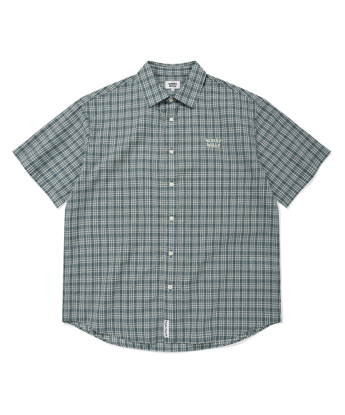 セール】ギンガムチェック 半袖シャツ グリーン（シャツ/ブラウス