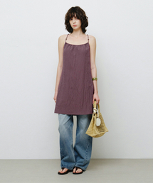 MONGDOL（モンドル）の「ストリングスリーブレスミニワンピースバイオレットMDOP055VIOLET（ワンピース）」