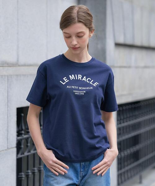DRESSTERIOR(ドレステリア)の「ル ミラクルロゴT(Tシャツ/カットソー・レディース・ネイビー/レッド系1/オフホワイト・38/36/34)」の2枚目の写真