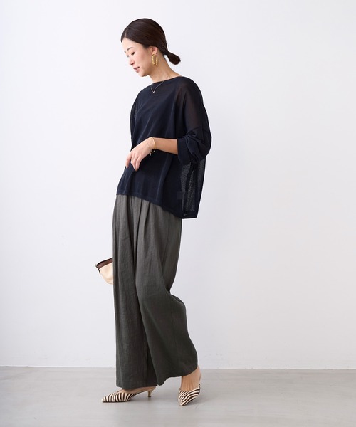 MICA&DEAL(マイカ&ディール)の「シアーワイドパンツ〈2サイズ展開〉〈セットアップ対応〉(その他パンツ・レディース・ブラウン/オフホワイト/チャコールグレー・36/38)」の14枚目の写真