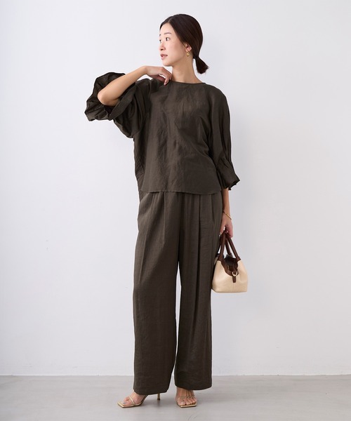 MICA&DEAL(マイカ&ディール)の「シアーワイドパンツ〈2サイズ展開〉〈セットアップ対応〉(その他パンツ・レディース・ブラウン/オフホワイト/チャコールグレー・36/38)」の9枚目の写真