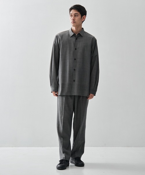 ATON（エイトン）の「【ATON / エイトン】TWIST WOOL GAUZE LOOSE FIT SHIRT（シャツ/ブラウス・メンズ・ネイビー/ダークグレー・6/4/2）」の3枚目の写真
