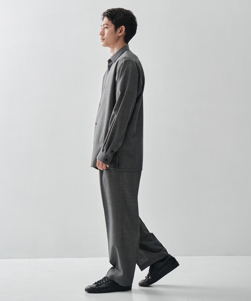 ATON（エイトン）の「【ATON / エイトン】TWIST WOOL GAUZE LOOSE FIT SHIRT（シャツ/ブラウス・メンズ・ネイビー/ダークグレー・6/4/2）」の8枚目の写真