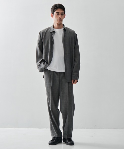 ATON（エイトン）の「【ATON / エイトン】TWIST WOOL GAUZE LOOSE FIT SHIRT（シャツ/ブラウス・メンズ・ネイビー/ダークグレー・6/4/2）」の6枚目の写真