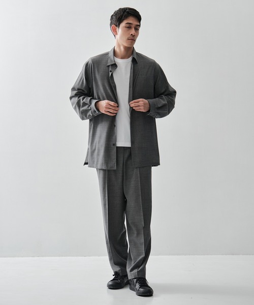 ATON（エイトン）の「【ATON / エイトン】TWIST WOOL GAUZE LOOSE FIT SHIRT（シャツ/ブラウス・メンズ・ネイビー/ダークグレー・6/4/2）」の7枚目の写真
