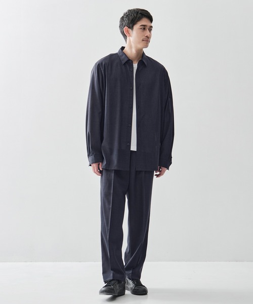 ATON(エイトン)の「【ATON / エイトン】TWIST WOOL GAUZE LOOSE FIT SHIRT(シャツ/ブラウス・メンズ・ネイビー/ダークグレー・6/4/2)」の17枚目の写真