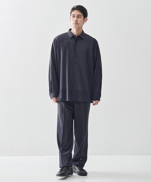 ATON(エイトン)の「【ATON / エイトン】TWIST WOOL GAUZE LOOSE FIT SHIRT(シャツ/ブラウス・メンズ・ネイビー/ダークグレー・6/4/2)」の15枚目の写真