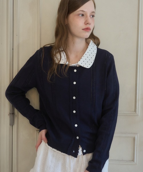 Birthday room(バースデイルーム)の「フリルデザインカーディガン/Frill design cardigan(カーディガン/ボレロ・レディース・グレー/ホワイト/ライトブルー/ネイビー・FREE)」の4枚目の写真