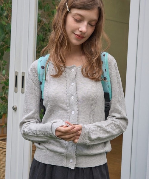 Birthday room（バースデイルーム）の「フリルデザインカーディガン/Frill design cardigan（カーディガン/ボレロ・レディース・グレー/ホワイト/ライトブルー・FREE）」の2枚目の写真