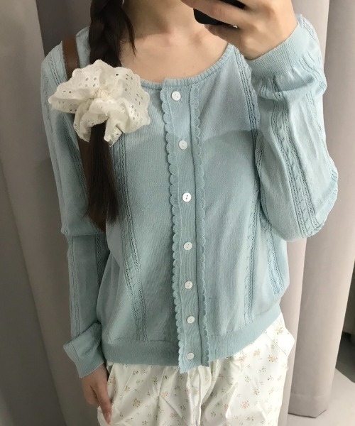 フリルデザインカーディガン/Frill design cardigan（カーディガン