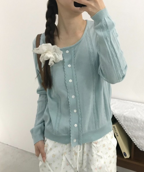 フリルデザインカーディガン/Frill design cardigan（カーディガン