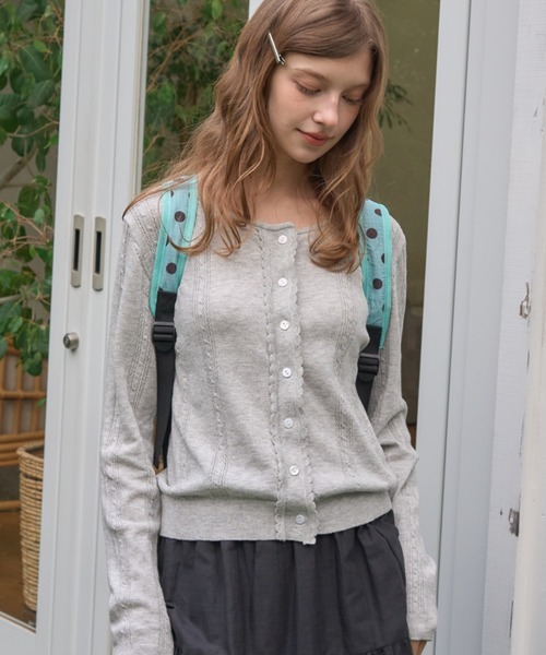 フリルデザインカーディガン/Frill design cardigan（カーディガン