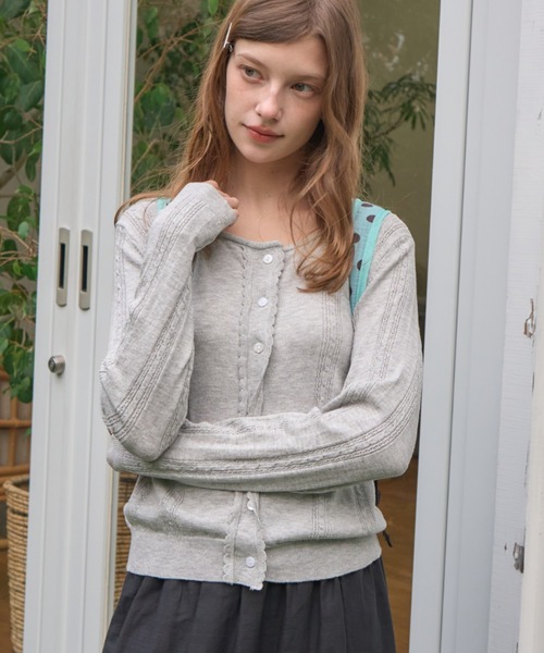 Birthday room（バースデイルーム）の「フリルデザインカーディガン/Frill design cardigan（カーディガン/ボレロ・レディース・グレー/ホワイト/ライトブルー・FREE）」の12枚目の写真