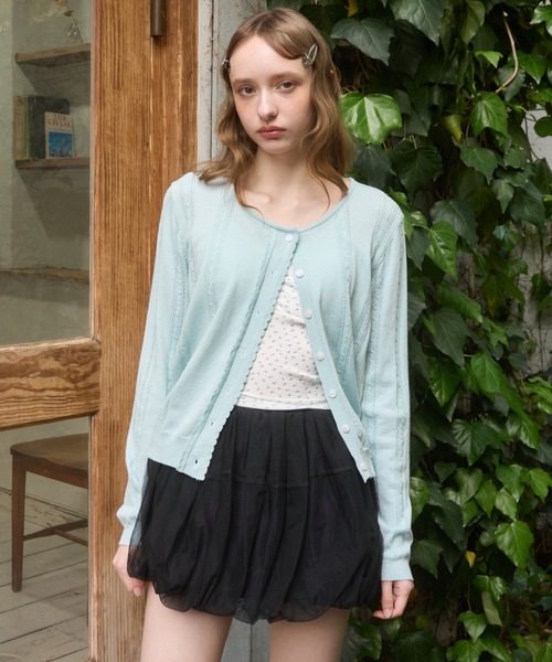 Birthday room（バースデイルーム）の「フリルデザインカーディガン/Frill design cardigan（カーディガン/ボレロ・レディース・グレー/ホワイト/ライトブルー・FREE）」の4枚目の写真