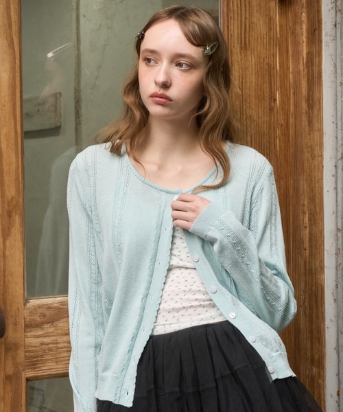 Birthday room（バースデイルーム）の「フリルデザインカーディガン/Frill design cardigan（カーディガン/ボレロ・レディース・グレー/ホワイト/ライトブルー・FREE）」の7枚目の写真