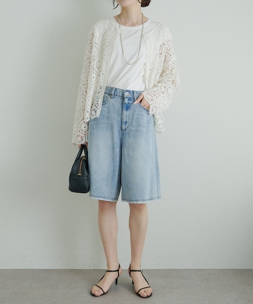 PUAL CE CIN(ピュアルセシン)の「リヨセル混デニム バミューダパンツ(デニムパンツ・レディース・ブルー/インディゴブルー・FREE)」の16枚目の写真