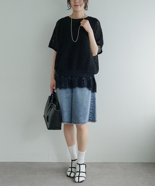 PUAL CE CIN(ピュアルセシン)の「リヨセル混デニム バミューダパンツ(デニムパンツ・レディース・ブルー/インディゴブルー・FREE)」の22枚目の写真