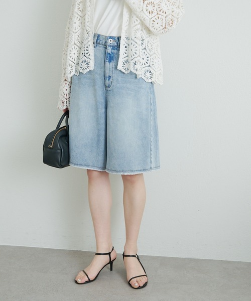PUAL CE CIN(ピュアルセシン)の「リヨセル混デニム バミューダパンツ(デニムパンツ・レディース・ブルー/インディゴブルー・FREE)」の13枚目の写真