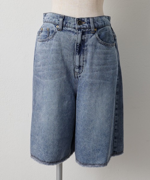 PUAL CE CIN(ピュアルセシン)の「リヨセル混デニム バミューダパンツ(デニムパンツ・レディース・ブルー/インディゴブルー・FREE)」の5枚目の写真