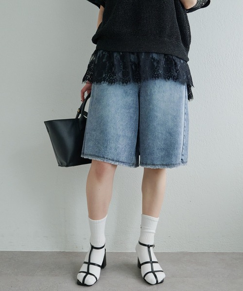 PUAL CE CIN(ピュアルセシン)の「リヨセル混デニム バミューダパンツ(デニムパンツ・レディース・ブルー/インディゴブルー・FREE)」の19枚目の写真
