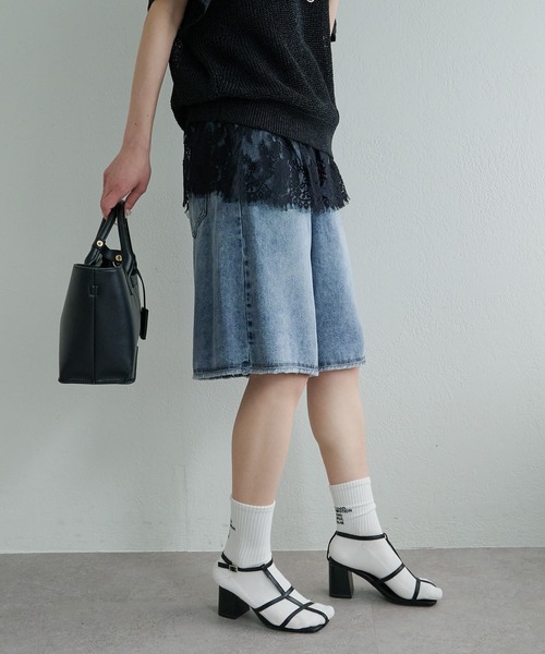 PUAL CE CIN(ピュアルセシン)の「リヨセル混デニム バミューダパンツ(デニムパンツ・レディース・ブルー/インディゴブルー・FREE)」の20枚目の写真