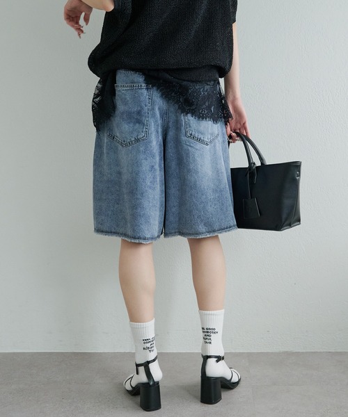PUAL CE CIN(ピュアルセシン)の「リヨセル混デニム バミューダパンツ(デニムパンツ・レディース・ブルー/インディゴブルー・FREE)」の21枚目の写真