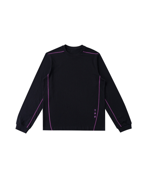 BUTTON SEOUL（ボタンソウル）の「カラー スティッチ シンボリック ロングスリーブ (2 COLOR)（Tシャツ/カットソー・メンズ・ブラック/ベージュ・MEDIUM/LARGE/X-LARGE）」の2枚目の写真