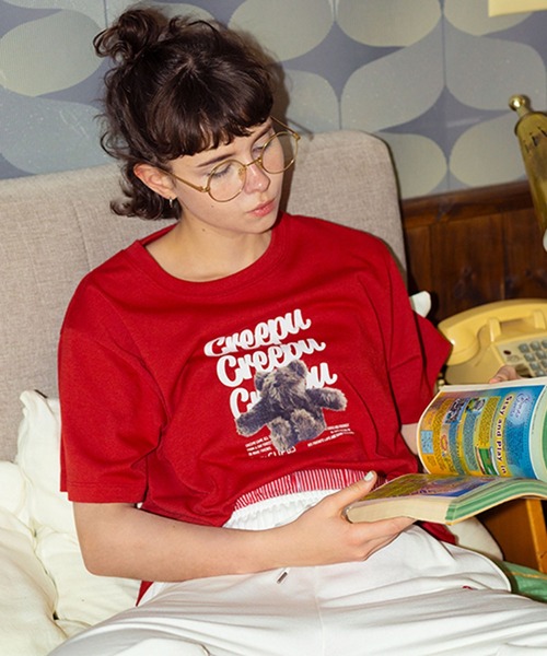 studio CLIP（スタディオクリップ）の「【Creepu】プリントTシャツ（Tシャツ/カットソー・レディース・その他2/その他1/レッド/チャコール・FREE/BIG(L)）」の2枚目の写真