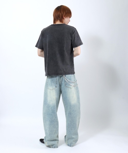 Salong hameu(サロン ハミュー)の「SNS映え ボーンプリントTシャツ/骨グラフィック トライバル刺繍/コンパクトシルエット/グランジ 韓国ストリート/ユニセックス(Tシャツ/カットソー・メンズ・カモフラージュ/ブラック系その他/ブラック・M/L/S)」の14枚目の写真