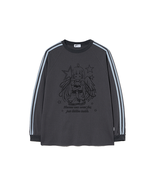 ESCAPEFROM（エスケープフロム）の「エンジェルヘブンプリントトラックロングスリーブ [2カラー]（Tシャツ/カットソー・レディース・ホワイト/チャコール・MEDIUM/LARGE）」の2枚目の写真