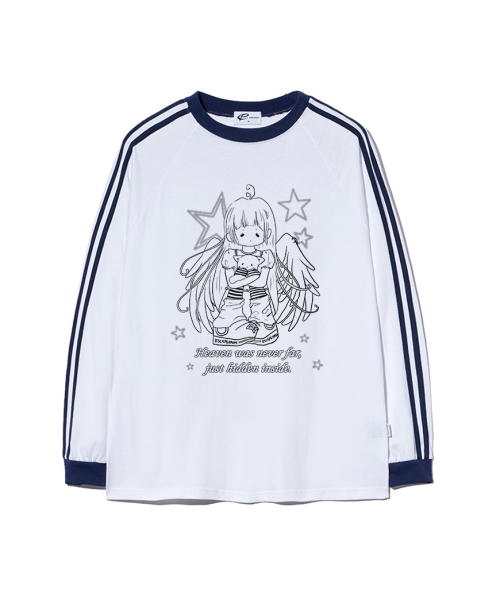 ESCAPEFROM（エスケープフロム）の「エンジェルヘブンプリントトラックロングスリーブ [2カラー]（Tシャツ/カットソー・レディース・ホワイト/チャコール・MEDIUM/LARGE）」の3枚目の写真