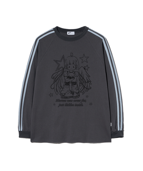 ESCAPEFROM（エスケープフロム）の「エンジェルヘブンプリントトラックロングスリーブ [2カラー]（Tシャツ/カットソー・レディース・ホワイト/チャコール・MEDIUM/LARGE）」の4枚目の写真