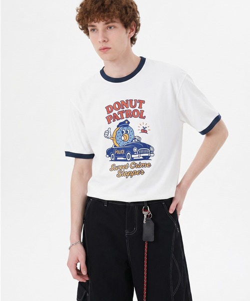 HOOK（フック）の「HOOK -original-　フードモチーフ アメリカンカートゥーンプリント ビッグTシャツ (SS)（Tシャツ/カットソー・メンズ・ライトグレー/ダークグレー/ホワイト系その他/ホワイト/ライトベージュ/ブラック/ホワイト系その他2/ブルー/ブラック系その他・XL/M/L）」の3枚目の写真