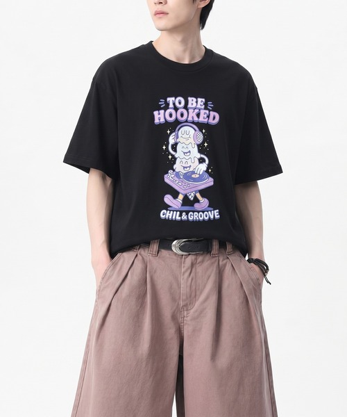 HOOK（フック）の「HOOK -original-　フードモチーフ アメリカンカートゥーンプリント ビッグTシャツ (SS)（Tシャツ/カットソー・メンズ・ライトグレー/ダークグレー/ホワイト系その他/ホワイト/ライトベージュ/ブラック/ホワイト系その他2/ブルー/ブラック系その他・XL/M/L）」の6枚目の写真