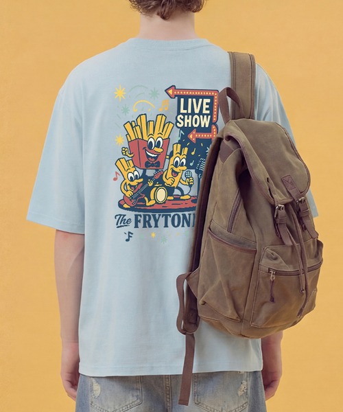 HOOK（フック）の「HOOK -original-　フードモチーフ アメリカンカートゥーンプリント ビッグTシャツ (SS)（Tシャツ/カットソー・メンズ・ライトグレー/ダークグレー/ホワイト系その他/ホワイト/ライトベージュ/ブラック/ホワイト系その他2/ブルー/ブラック系その他・XL/M/L）」の7枚目の写真