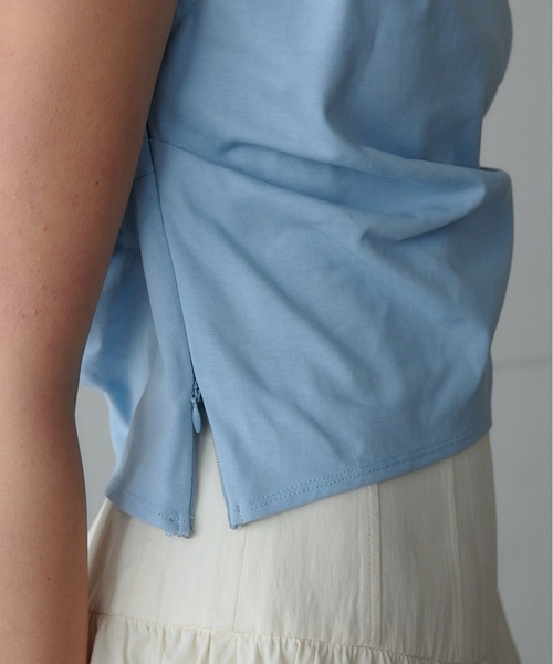 ORGUE（オルグ）の「Drape one-shoulder cut tops/ドレープワンショルダーカットトップス（Tシャツ/カットソー・レディース・ホワイト/サックスブルー/ブラック・FREE）」の8枚目の写真