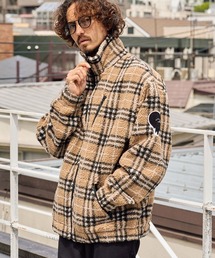 STUD MUFFIN（スタッドマフィン）の「mj11559- ムックボアチェック サガラパッチワークジップアップスタンドカラーブルゾン(624-09219)（ブルゾン）」