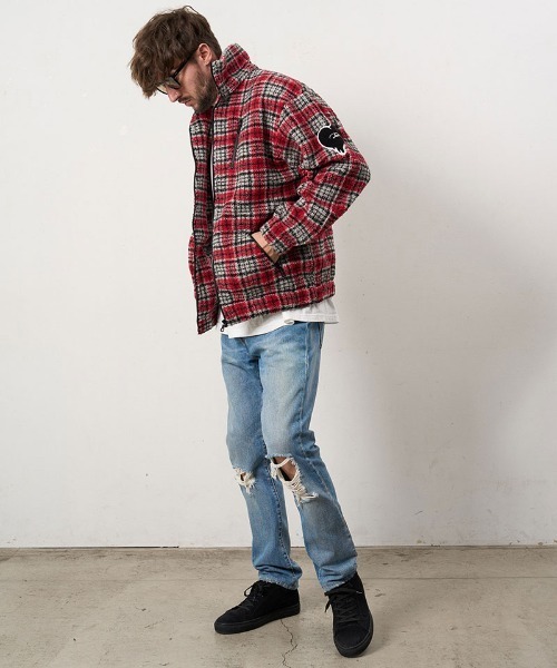 STUD MUFFIN(スタッドマフィン)の「mj11559- ムックボアチェック サガラパッチワークジップアップスタンドカラーブルゾン(624-09219)(ブルゾン・メンズ・ミックスグレー/レッド/ベージュ・2/3/4)」の15枚目の写真