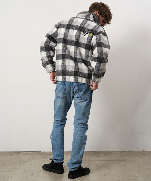STUD MUFFIN(スタッドマフィン)の「mj11559- ムックボアチェック サガラパッチワークジップアップスタンドカラーブルゾン(624-09219)(ブルゾン・メンズ・ミックスグレー/レッド/ベージュ・2/3/4)」の8枚目の写真