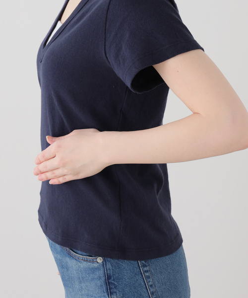 Deuxieme Classe(ドゥーズィエムクラス)の「【LE SET/ル セット】LAURA V NECK TEE(Tシャツ/カットソー・レディース・ブラック/ホワイト/ネイビー・FREE)」の9枚目の写真